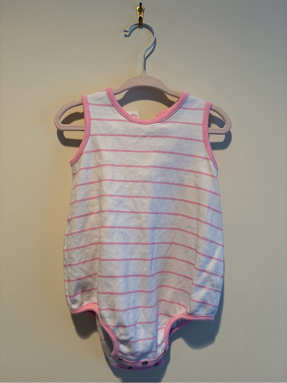 The Beaufort Bonnet Company White and Pink Striped Baby One-Piece Bodysuit